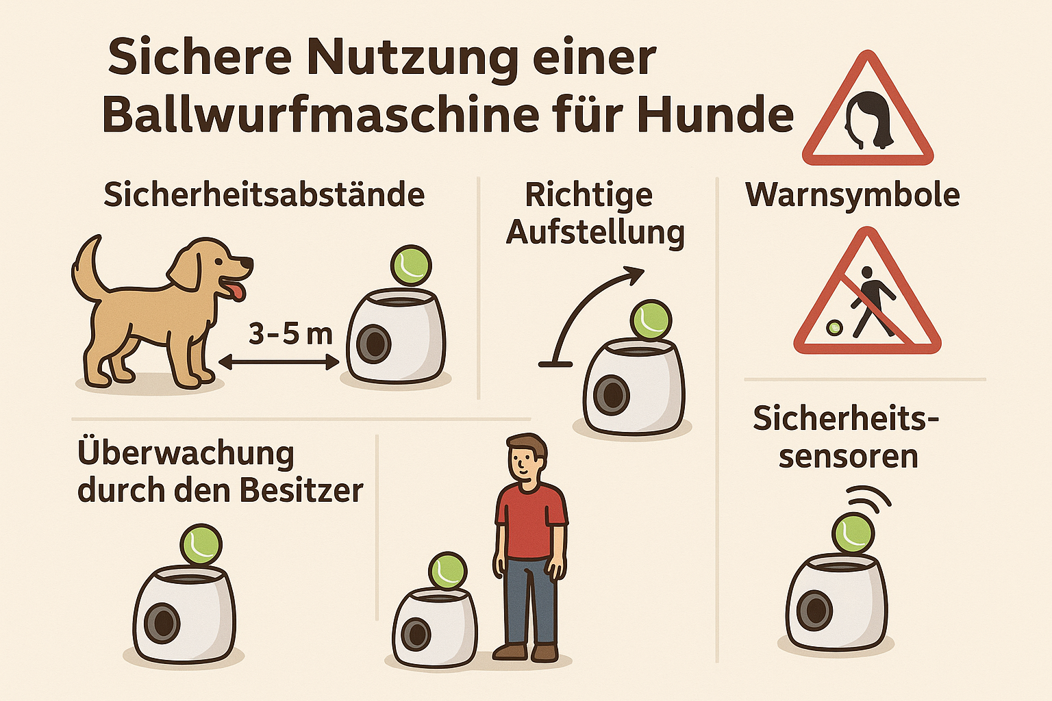 Sicherheits-Infografik für Ballwurfmaschinen